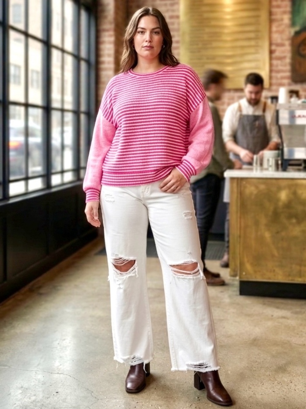 Bibi Two-Tone Rib Knit Relaxed Fit Sweater